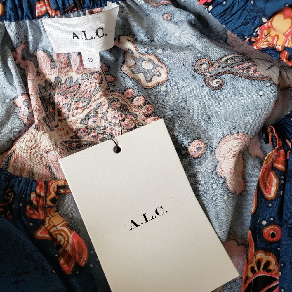 A.L.C. Tiered Paisley Floral Print Cotton Maxi Dress - Picture 10 of 15